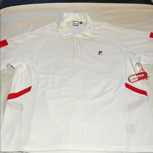 NWT Fila Men's White and Red Polo Shirt SIZE XL
